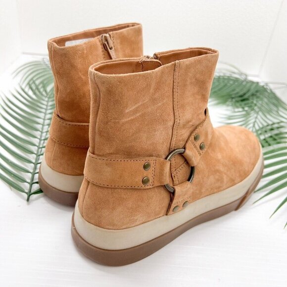 Free People Suede Bodhi Harness Boots 7.5 Brown Pull-On Ankle Fall NWOB - Picture 6 of 12